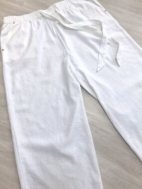 Michael Kors White Linen Wide Leg Pants